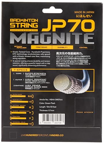 Image of Hundred JP 70 Magnite Badminton String | 0.70 mm High Repulsion & Control | Superior Tension Hold & Shock Absorption | Crisp Hitting Sound