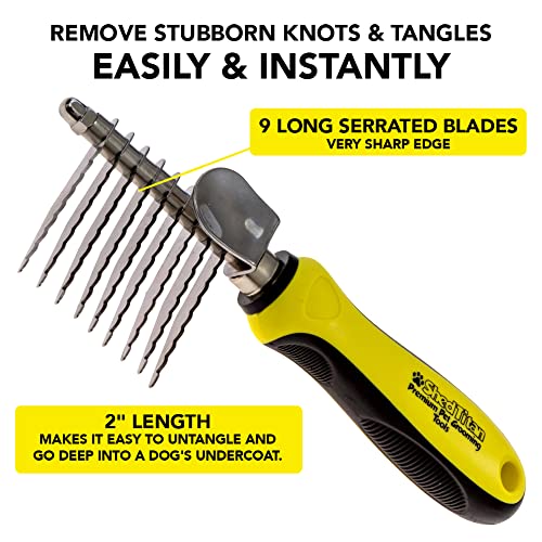 Shedtitan Dematting Comb For Dogs Cats & 2 Sided Undercoat Rake Dematting Tool Bundle - Easy & Safe Detangler Brush For Matted Hair #TOP3