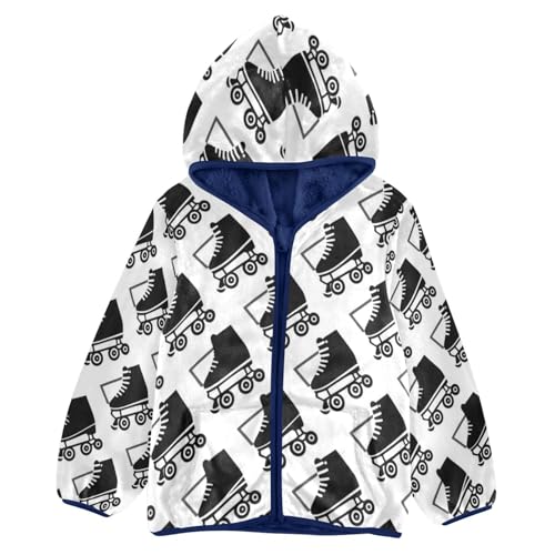 Roller Skates Pattern Print Design Toddler Fleece Jacket Girl Boys Hooded Fleece Jacket Coat Warm