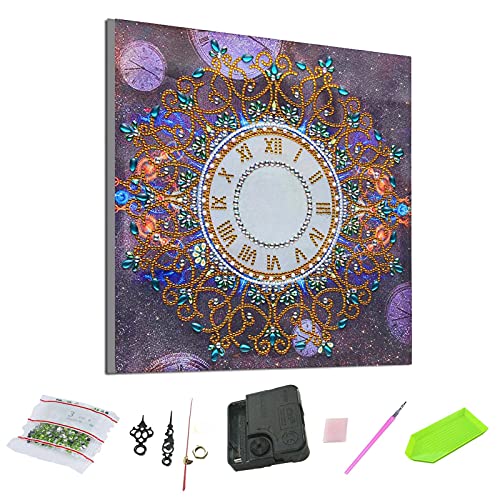 duhe189014 5D Horloge Murale Horloge Bricolage Peinture Au Diamant Kits De Peinture Au Diamant Ensemble D'horloge De Peinture Au Diamant Bricolage Décoration Chambre Salon 35 X 35 Cm Stylish