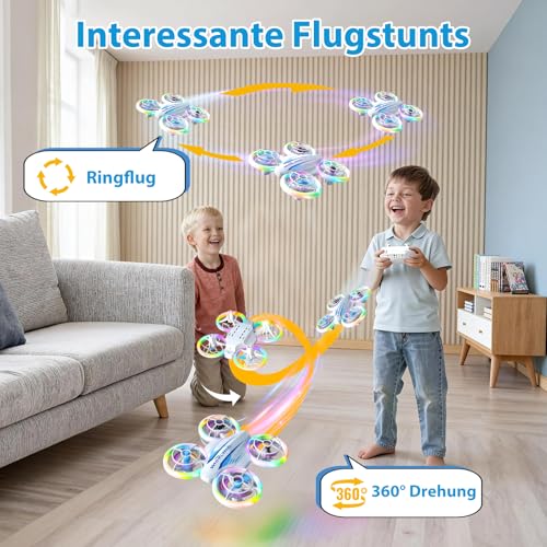 Mini Drohne für Kinder Drohne Spielzeug ab 6+ Jahre, RC Flugzeug Spielzeug Quadrocopter Drone für Kinder und Anfänger mit 3 Akkus, LED Lichter Indoor Outdoor Geschenk für Jungen Mädchen – Bild 5