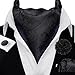 YOHOWA Men Ascot Tie Cravat Floral Black Scarf Self Ties Pocket Square Cufflinks Set Wedding Prom Party Formal