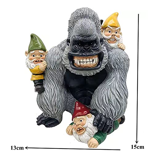 Wlbh Gorilla Eating Garden Gnomes,Funny Garden Gnome Statue,Indoor Outdoor Garden Gnome Sculpture For Patio Yard Or Lawn. #TOP1