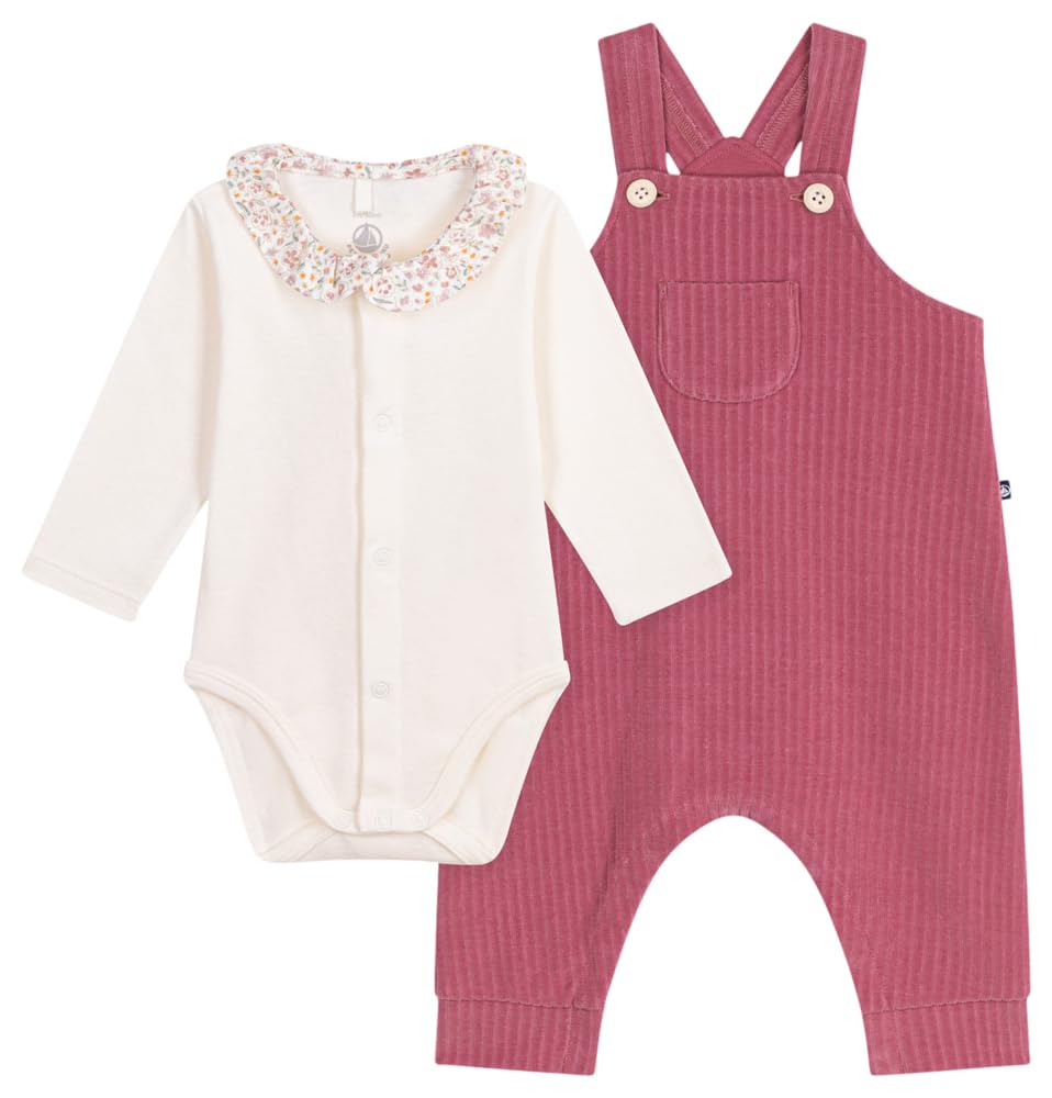 Petit Bateau Baby-Set Latzhose und Body aus Baumwolle mit einfarbigem Kragen