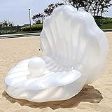 Bemuiz Inflatable Seashell Pool Float, Blow Up Giant Clam Floatie with Pearl Ball, Shell Pool Floating Ride On Raft Chair for Swimming Pool Summer Beach Party for Adults