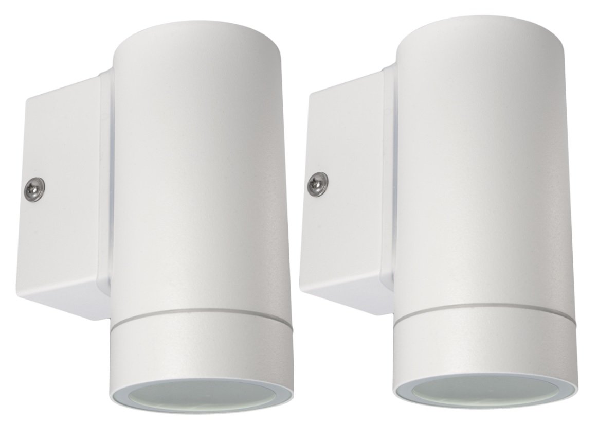Long Life Lamp Company 2 X Stainless Steel White Finish Outdoor Wall Light IP65 Exterior Interior Wall Light ZLC053W2P