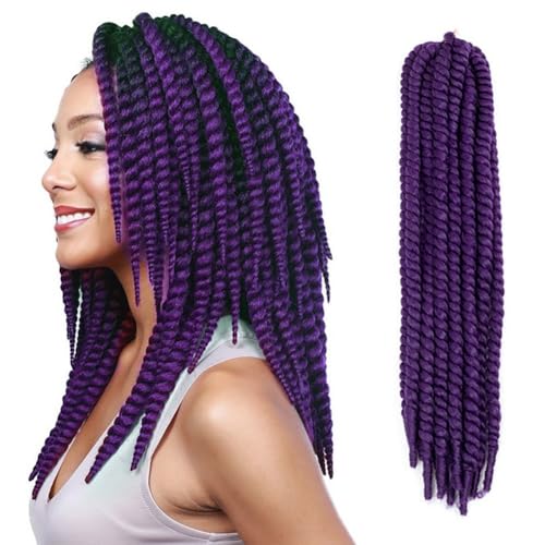 3 paquetes de extensiones de cabello Havana Twist de 56 cm, trenzas senegalesas de ganchillo para trenzar el cabello (color morado)