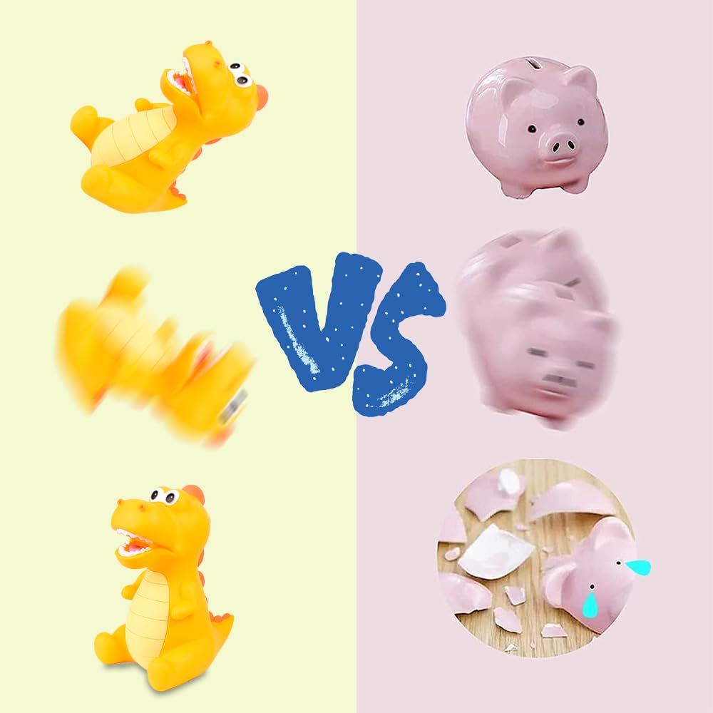 Lakpopya Dinosaur Money Box for Kids Big Dinosaur Money Tin for Girls and Boys PVC Material Piggy Bank - Image 4