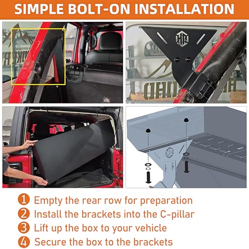 Hooke Road JL Ceiling Overhead Storage Tool Box for 2018-2026 Jeep Wrangler JL 4-Door Hardtop, Roll Bar Locking Storage Toolbox Secure MOLLE Panel - Thumbnail 7