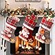 Nikolausstrumpf Kinder 3er Set, Klein Weihnachtsstrumpf Personalisiert Weihnachtssocken Kamin Nikolaus Socken Weihnachten Deko, Rot Grau Nikolausstiefel zum Befüllen Weihnachtsstrümpfe Weihnachtsdeko