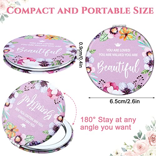 Panelee 10 Pcs Inspirational Compact Mirror Bulk Floral Pocket Mirror Purse Mirror Portable Travel Makeup Mirror, Folding Handheld Double Sided Mirror 1X/2X, Inspirational Gift For Women Girls #TOP3