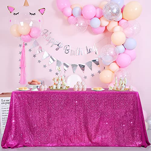 B-Cool 60X102-Inch Rectangle Fuchsia Sequin Tablecloth Glitter Tablecloth Wedding Party Sequin Tablecloth For Christmas #TOP18