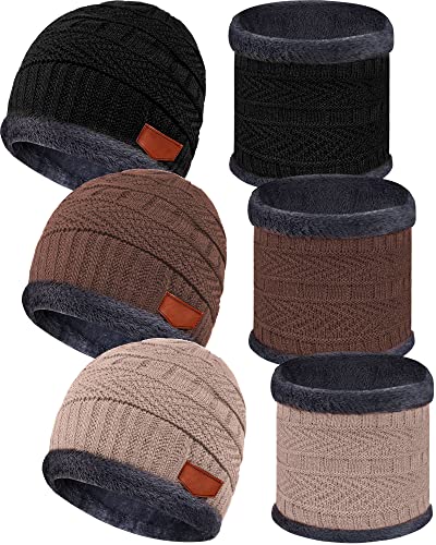 Lot de 3 ensembles bonnets hiver enfants anti-froid 5 à 14 ans avec écharpe