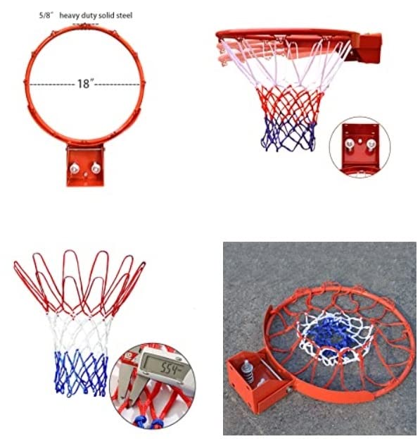 Canestro da basket con molla per schiacciate, rosso da 45 cm