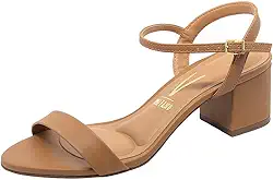 Sandália Feminina Salto Bloco Pelica Camel Vizzano 6291.900