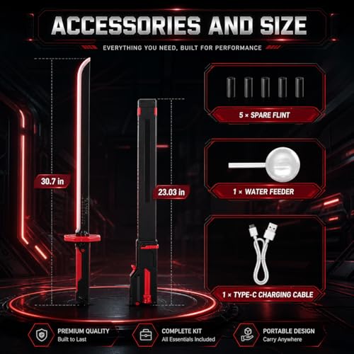 Image of NeonWarrior Anime LED Sword Toy | 7-Color Glowing Katana with Smoke Mist, Spark Effects & Sound Action | Cosplay Roleplay Party Prop Display Collectible Sword