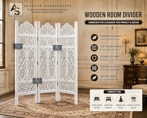 Image of Partition for Living Room,Divider,Partition Wall Room Divider Screen Separator, Wall Panel Divider for Hall | Bedroom |Office | Puja Room | Restaurant S Design (4ft 3 Panel White)