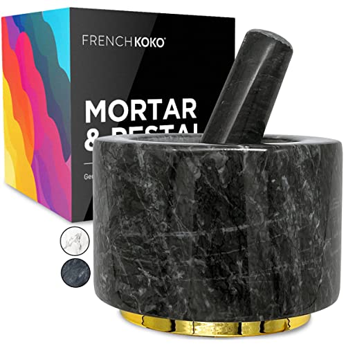 French Koko Large Marble Mortar And Pestle Set With Gold Accent Pretty Guacamole Pestle And Mortar Gift Mortero Cocina Marmol Muddler For Cocktails Pill Crusher Herb Grinder Molcajete Mexicano Black #TOP29
