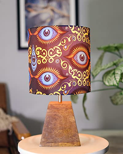 Image of Homesake Wooden Base Pyramid Table Lamp, Lamps for Living Room, Bedside Night Lamp, Lamp for Bedroom Decoration, Modern Home Decorative Light, Desk Lamp,Study Lamp, Home Decor,Beauty in Eye Shade