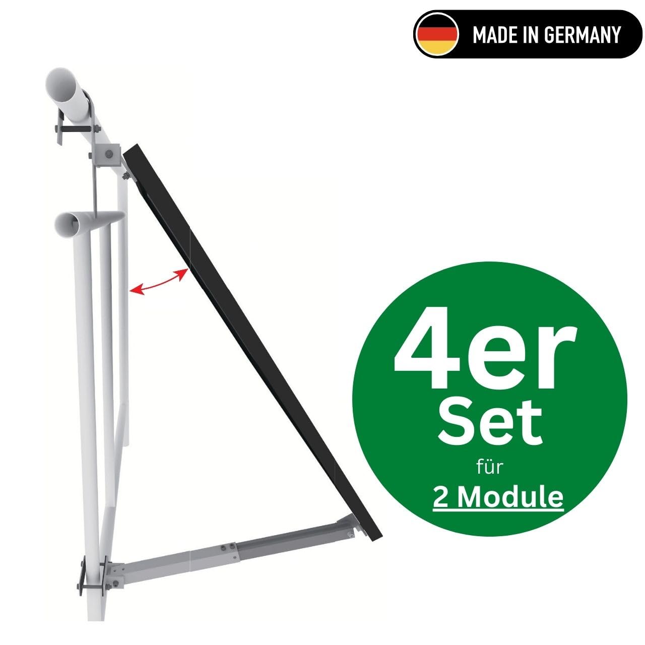 Kit Di Montaggio Per Pannelli Solari Da Balcone O Tetto Piano - Supporto Regolabile Per 2 Moduli | Fissaggio Sicuro