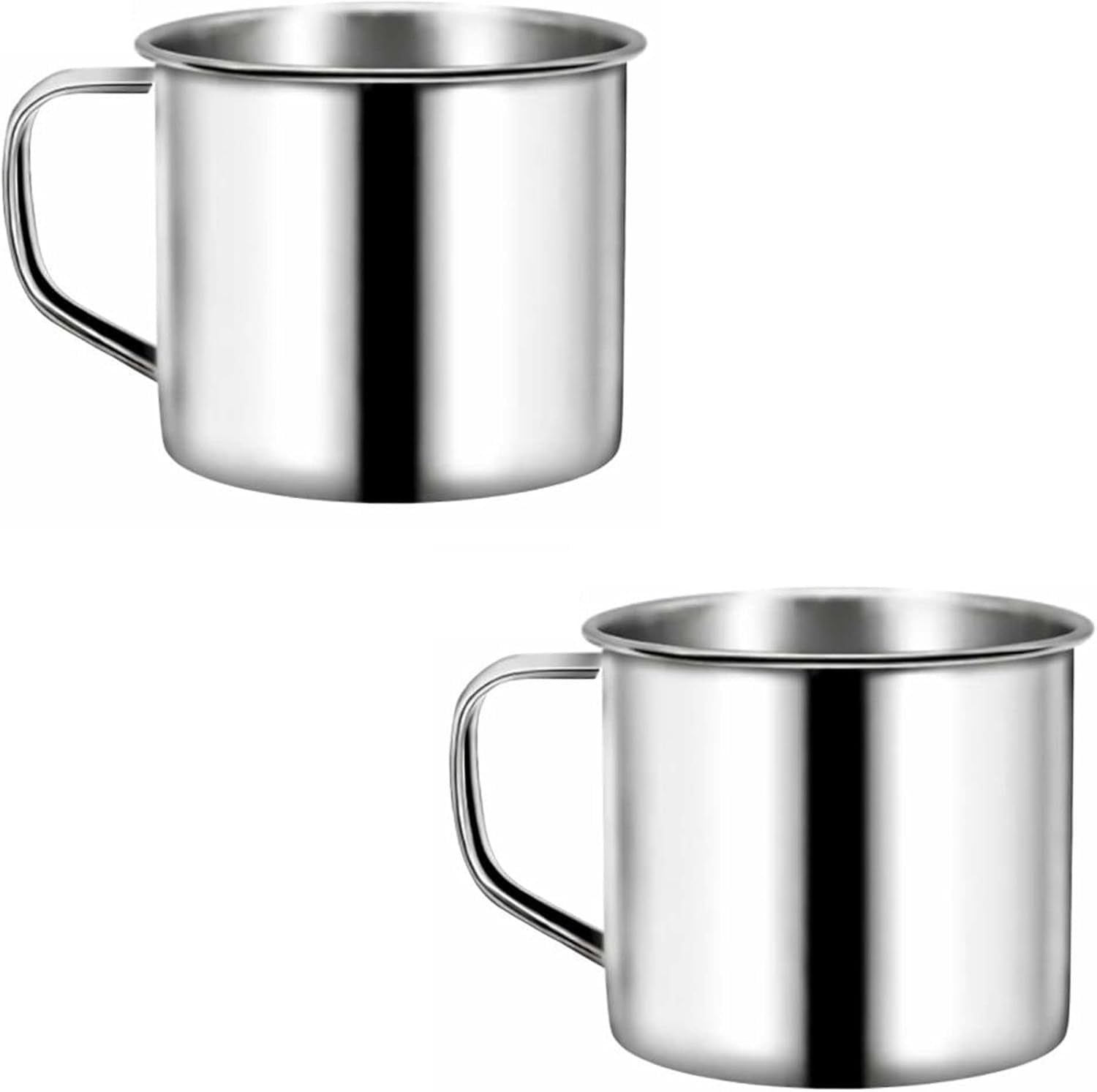 PNJB Mug with Handle, Stainless Steel, Durable, Rust-Resistant, Metal Cup for Tea, Coffee, Milk, Water, Everyday Use at Home, Office, Travel, Hostel, Camping & Outdoor Activities (2Pcs)