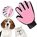 Pet Dog Cat Cleaning Deshedding Brush Bathing Remover Hair Remover Brush Glove (1 Pair Left and Right Hand) (Rose)