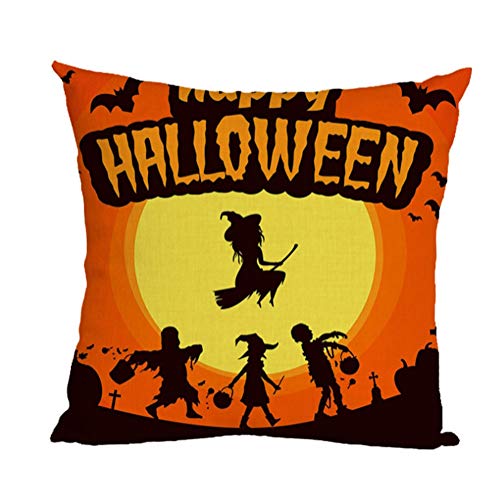 ZGSP Happy Halloween Throw Pillow Case 18 X 18 Inch Owl/Bat/Witch/Castle Theme Sofa