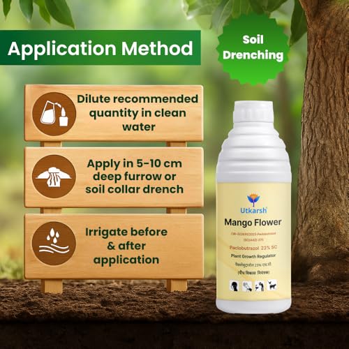 Image of Utkarsh Mango Flower - Paclobutrazol 23% SC, Plant Growth Regulator | Enhances Flowering, Controls Shoot Growth & Improves Fruit Size & Quality | 10 Litre