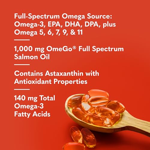 Image of Garden of Life Dr. Formulated Salmon Oil Soft Gels, Full Spectrum, 60ct | Full Spectrum Omega-3 Fish Oil with EPA, DHA, DPA - Heart Health Dietary Supplement