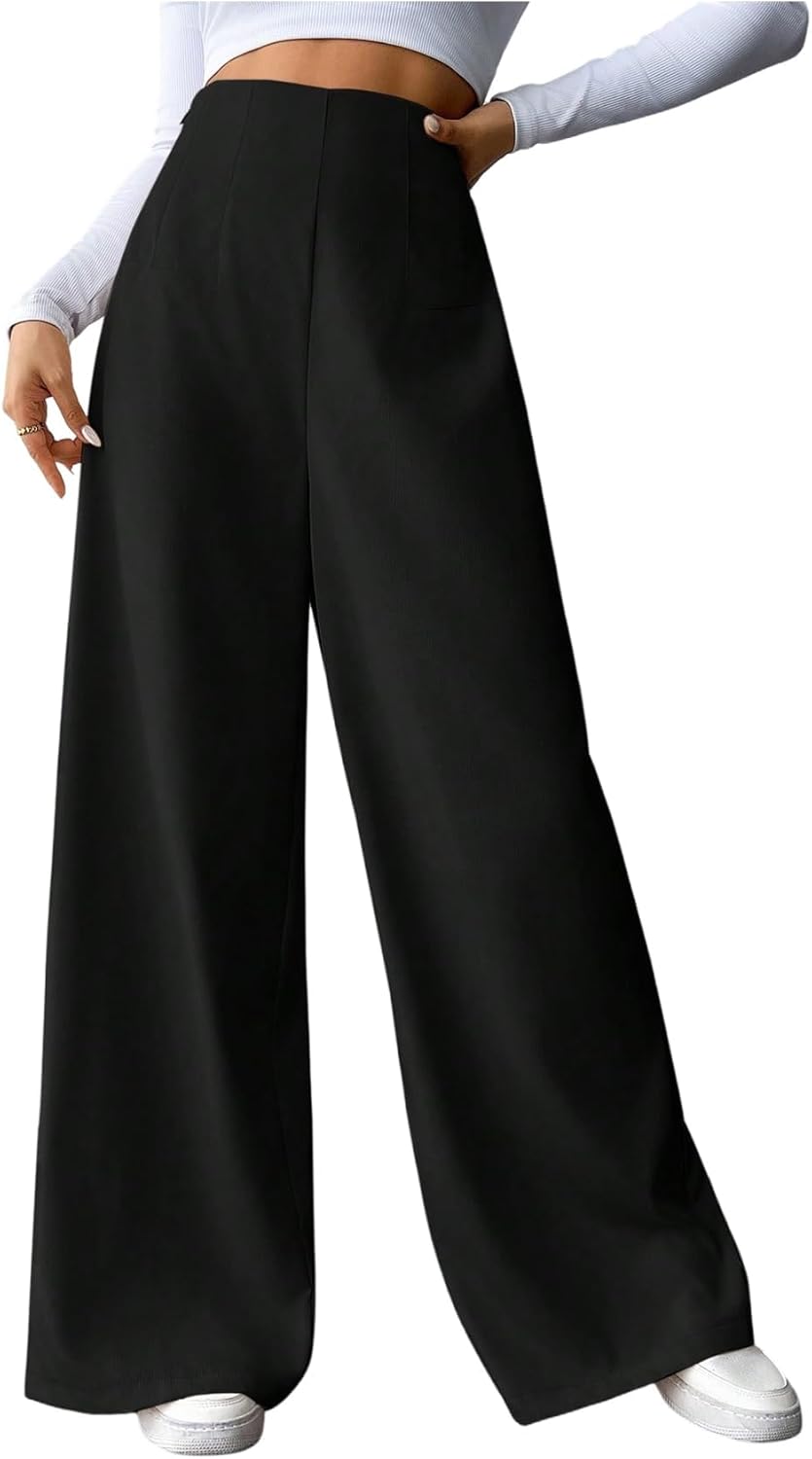 GORGLITTER Women's Wide Leg Dress Pants High Waisted Business Casual Trousers Dressy Work Office Pants - Image 4