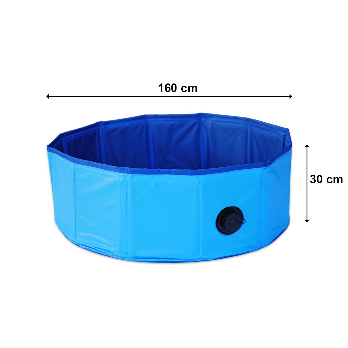 HELO Hundepool Faltbar - Robustes Planschbecken für Hund, Hundebad, Schwimmbecken, Hundeschwimmbad für Große Kleine Hunde Ø60/80/120/160 cm (B5 (160cm x 30 cm))