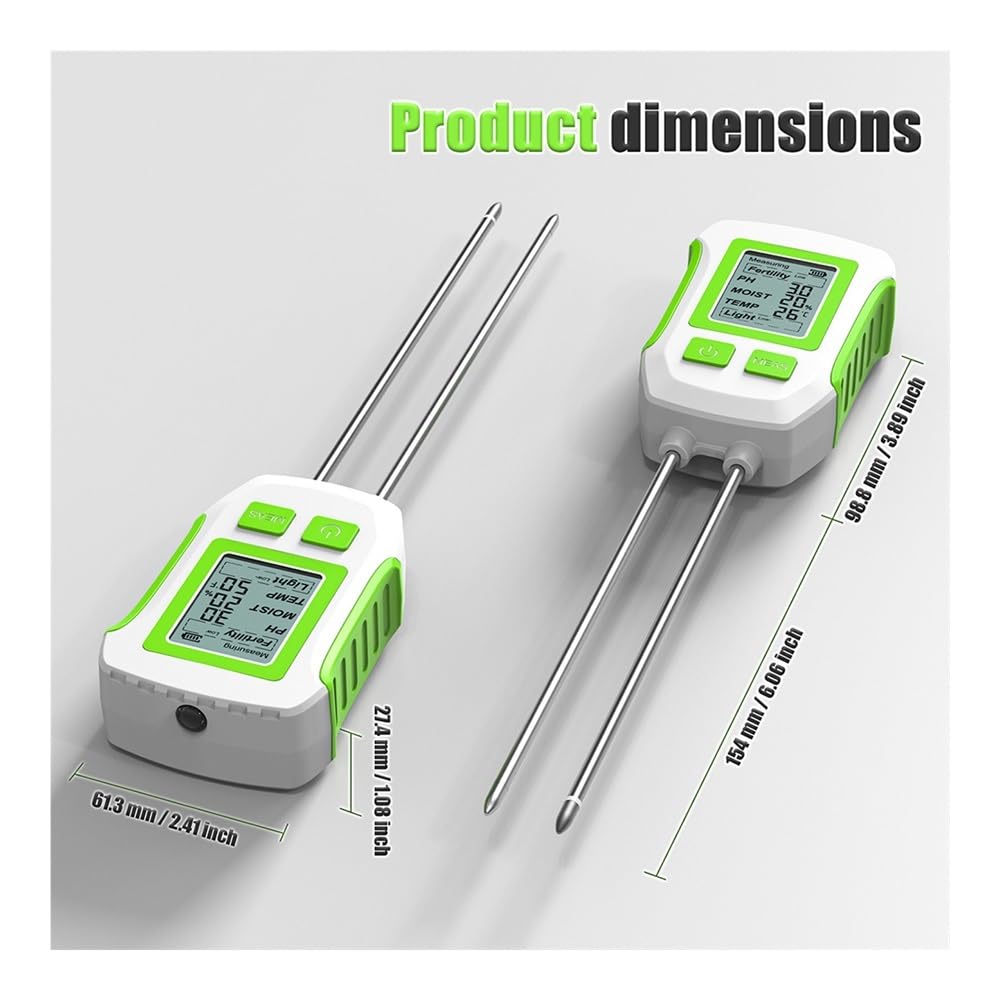 Tester del suolo 5 in 1, misuratore digitale di umidità, pH, fertilità, temperatura della luce solare(Black)