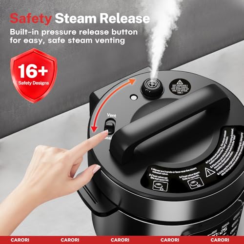 Image of CARORI Electric Pressure Cooker 6 Quart Silver, Non-stick Pot, 9-in-1 Instant Pot, 12 Preset Functions with Touchscreen, Safe Steam Release, Stew, Slow Cook, Rice, Saute, Warmer
