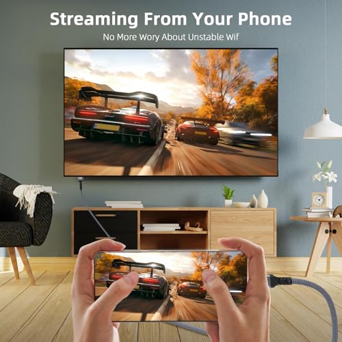 USB C à HDMI câble 4K 10FT, Quntis Type-C à tressé HDMI Cordon, en aluminium plaqué or HDMI Adaptateur Thunderbolt Cable, Compatible avec iPad Pro, iPhone 16, MacBook Pro, Galaxy, Surface, Deck à vapeur