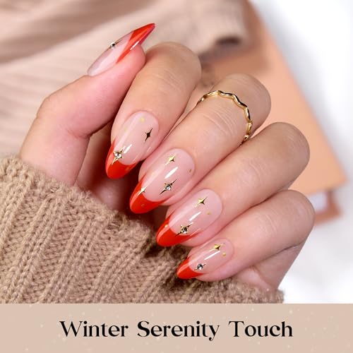 Image of Beetles X Press Red French Tip Nails - Fierce French | 5 Colors Press On Nails Medium Almond | 16 Sizes 160 Pcs Natural Salon Quality