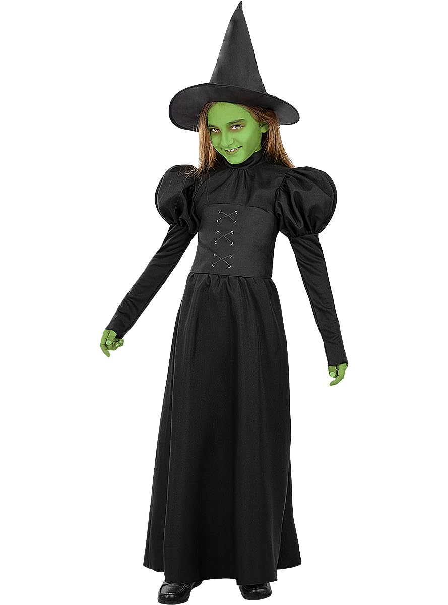 Wicked Witch Of The West Halloween Kostüm Für Mädchen – Komplett Set Mit Kleid, Hut & Gesichtsfarbe