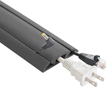 UT Wire 3-Channel Cord Protector & Concealer for Floor - 5 FT - Dark Grey