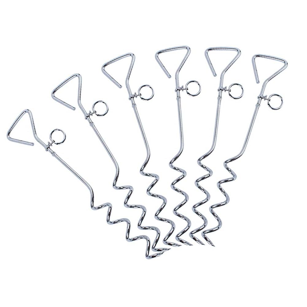 M.J COMFY-LIFE 6pcs Trampoline Anchor Kit 16.5 Inch Swing Anchor Corkscrew Shape Steel Stake Heavy Duty Ground Anchor Stainless Steel Trampoline Pegs