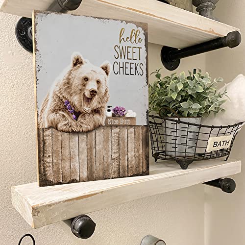 Bears Bathroom Decor Wall Art Funny Bear Pictures Wall Decor Farmhouse Bear Bathroom Painting For Bathroom Toilet Cute Bears Prints Artwork Framed 12"X16" #TOP3
