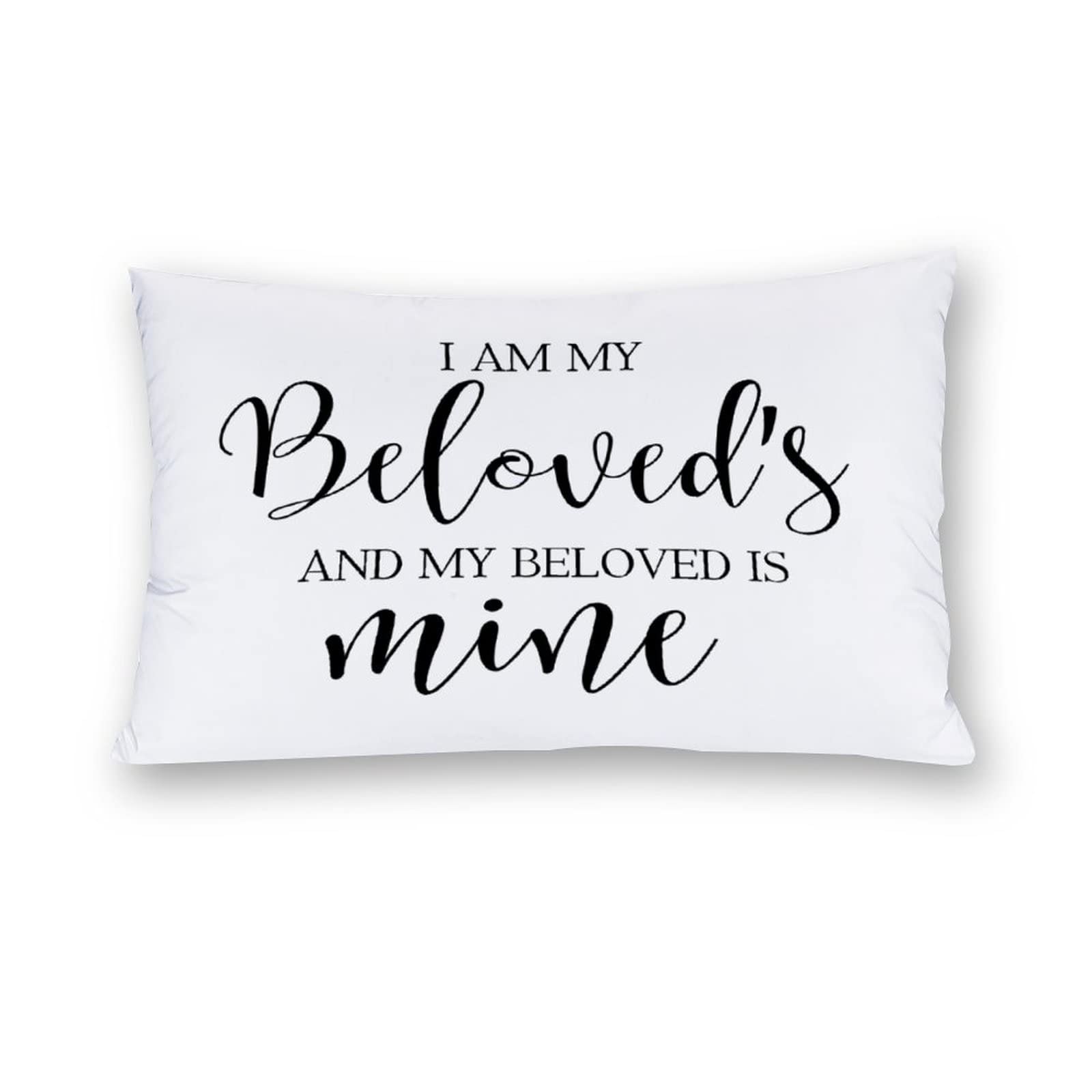 SILYHEART Throw Pillow Covers I Am My Beloved's and My Beloved is Mine Pillowcase Oblong Cushion Covers for Bed Chair Couch Decorative Pillowcases, 12