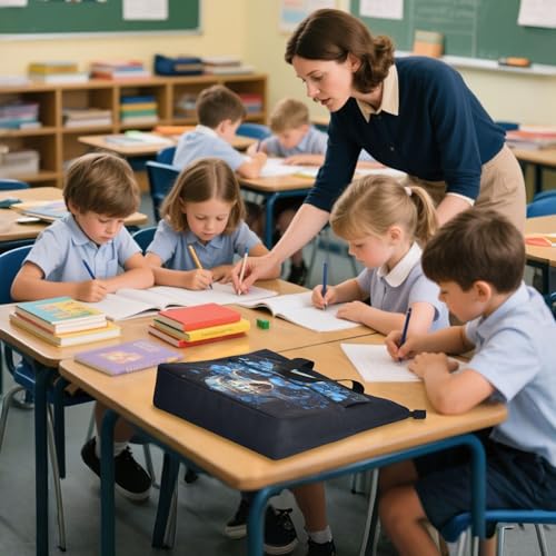 Skull Blue Flowers Tote Bag for Book Lovers Reusable Bags with Zipper Pocket for School Work Shopping4