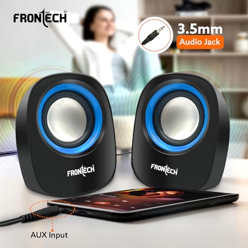 FRONTECH Premium 2.0 Channel USB Powered Speakers - 1.5W x 2 Output, AUX Input, Foam Edge, 1-Year Warranty (SPK-0003-Blue) - Image 6