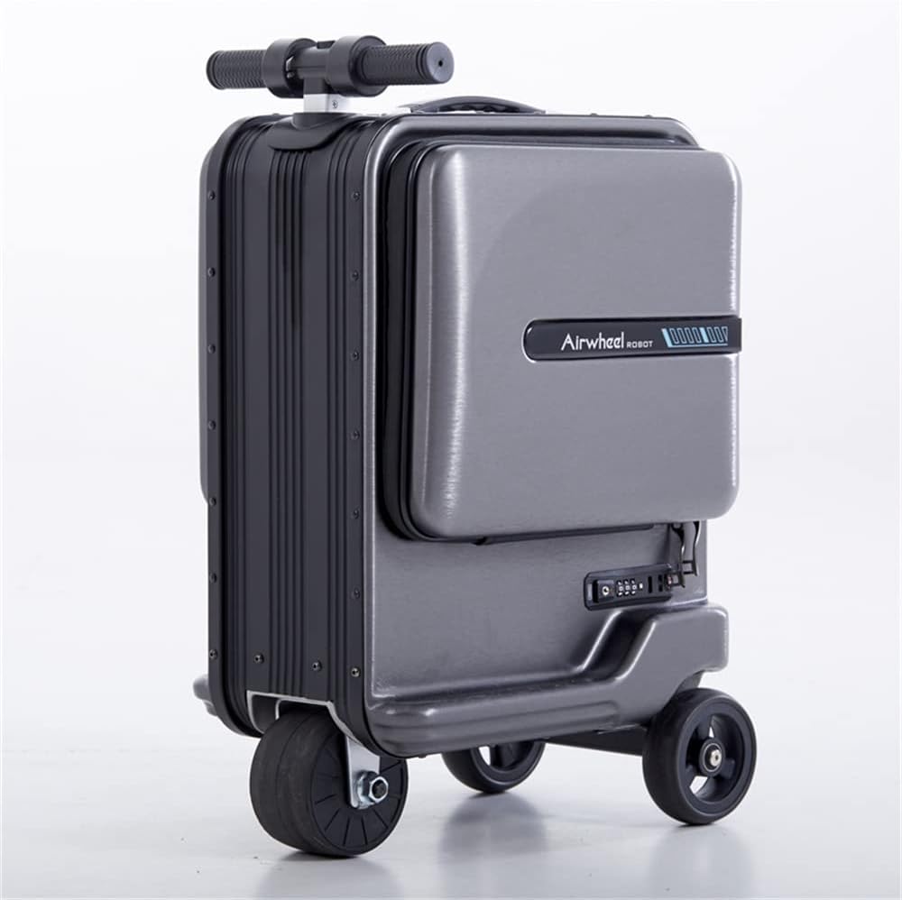 review Smart Riding On Suitcase Black ABS PC Smart Travelling Hand Bags Carry On Travel Bags Cabin Luggage With USB Charger