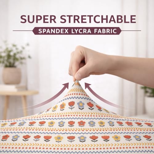 Image of STITCHNEST 'Contour Fit Series' Stretchable Printed Wooden Sofa Cover (Pack of 6) - Elastic Wooden Chair Cover | Wooden Sofa Seat Cover | Size - 20-21 x 20-21 x 3-5 in