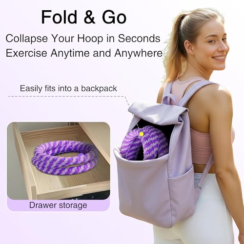 Image of Weighted Soft Spring Hula Hoop for Adults, 3.3 lbs Foldable for Home and Travel, Portable Slimming Fitness Hoop for Weight Loss, Waist-Friendly Design, Upgraded Closed Silent Version