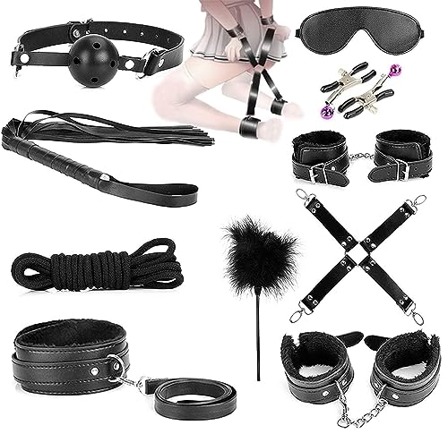 DYNLAB Ensemble en Cuir De 10 Pièces pour Profiter d'une Vie Raffinée, Se Divertir Et Offrir des Cadeaux (Noir)