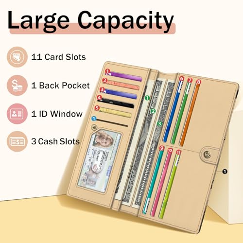Image of Immaturus Womens Wallet, Flower Slim Thin RFID Blocking Credit Card Wallets, Tower Long Bifold PU Leather Card Holder Organizer, Cute Cash Clutch Billfold with Zipper Coin Pocket Ladies Girls Gift