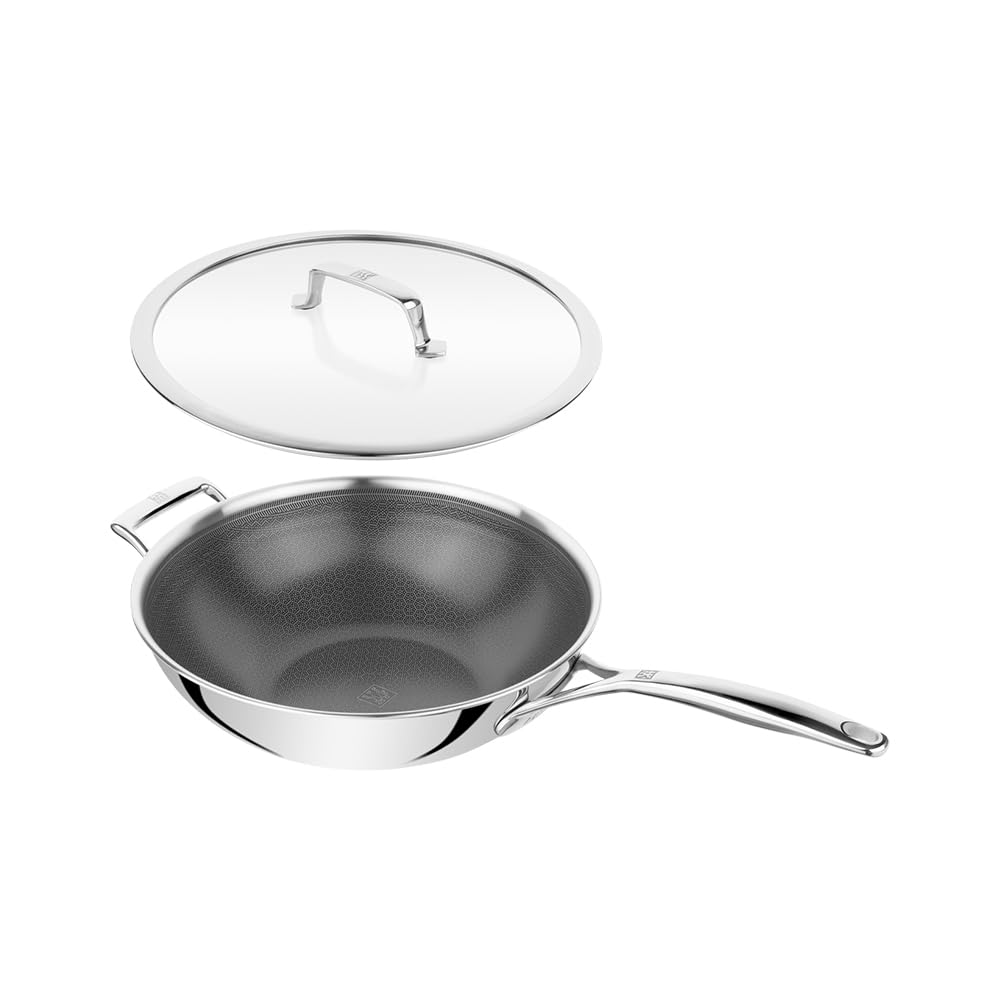 ZWILLING Peak Ceraforce HyCoat Wok 30 cm con tapa de cristal acero inoxidable 18/10