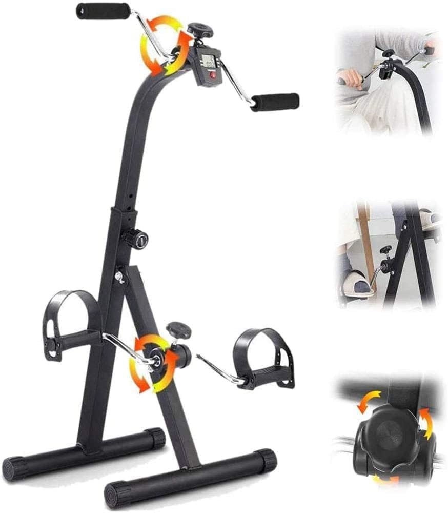 Pedaliera pieghevole per anziani, bicicletta riabilitativa con monitor LCD, attrezzatura fitness per palestre domestiche, cyclette per esercizi di riabilitazione degli arti superiori e inferiori