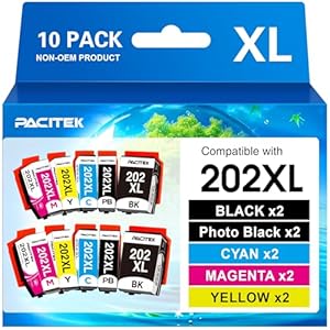 PACITEK 202 XL Multipack Druckerpatronen 202 XL Kompatibel für Epson 202XL für Epson XP 6100 Druckerpatronen für Expression Premium XP 6000 XP 6005 XP 6100 XP6000 XP6105 XP6005 (10er-Pack)